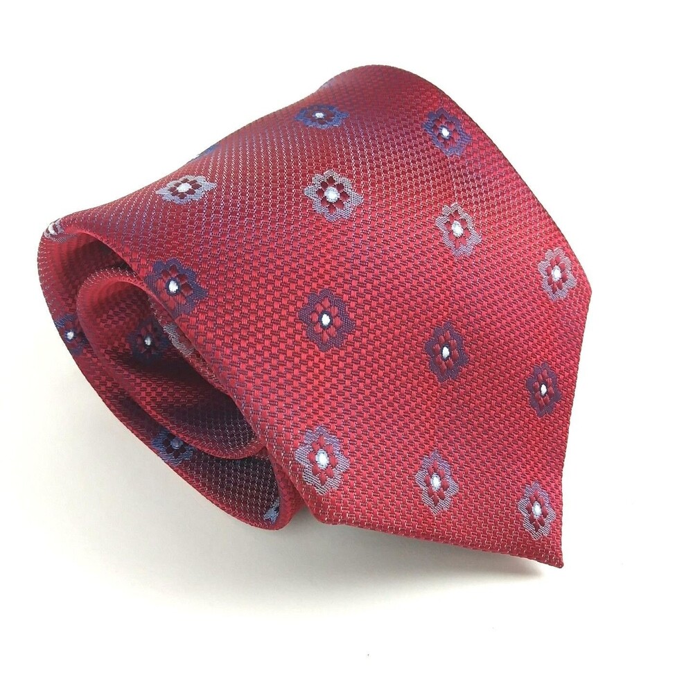 Borrelli Men's Multi Colored Red Purple Floral Hand Stitched Elegant Tie - READ - Picture 10 of 12